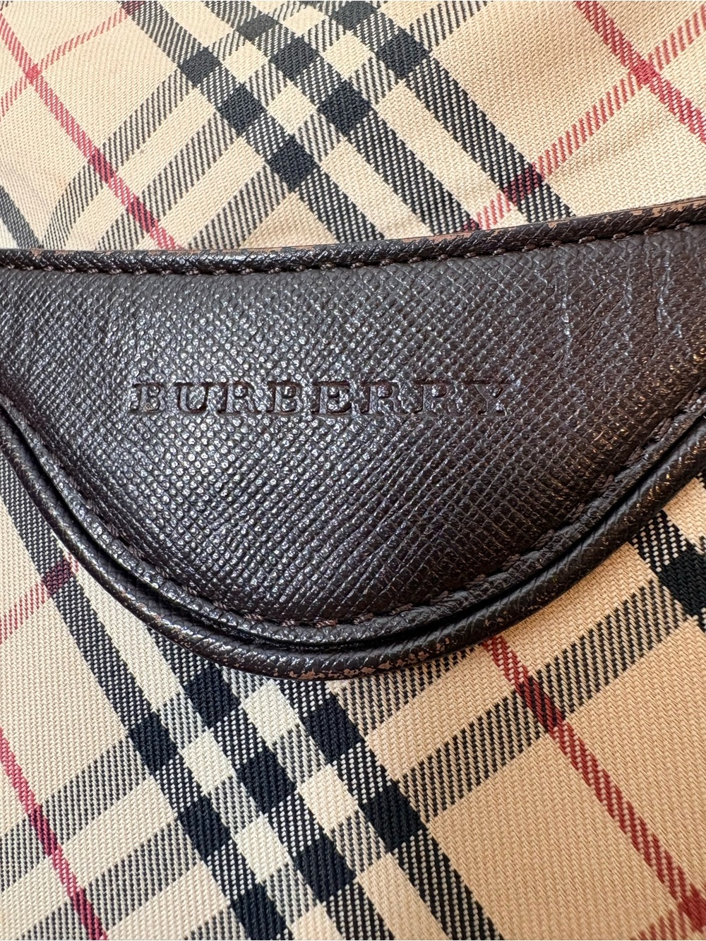 Burberry Vintage House Check Crossbody Bag Brown Saffiano Leather Trim - Picture 4 of 16